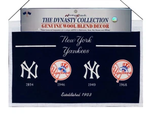 New York Yankees MLB Wool Heritage Banner featuring classic logos - Picture 1 of 6