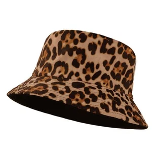 Unisex Reversible Packable Bucket Hat Sun Hat for Men Women Leopard Print Brown - Picture 1 of 5