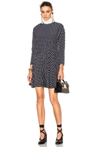 $1.9K Marni Silk Crepe Squares Print Navy Black White Dress Size IT 42 - Picture 1 of 17