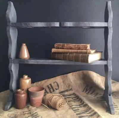 Quirky French Painted Open Shelves Charcoal Grey Painted Church Candle Holder - Image 1 of 4