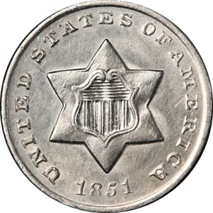 1851-O Three (3) Cent Silver Choice AU/BU Key Date Nice Eye Appeal Strong Strike - Picture 1 of 2