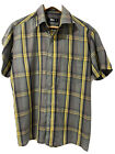 Mens Fox Short Sleeve  Button Up Checkered  Front Pocket Size M 40Cm