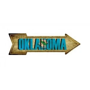 17" oklahoma state logo wood look metal arrow parking street sign usa made - Picture 1 of 1
