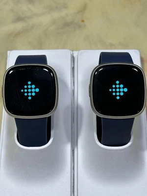 Fitbit Versa 4 Smart Watch/HR Monitor/Pulse/Oximeter Sensor/Platinum/Blue Band - Image 1 of 4