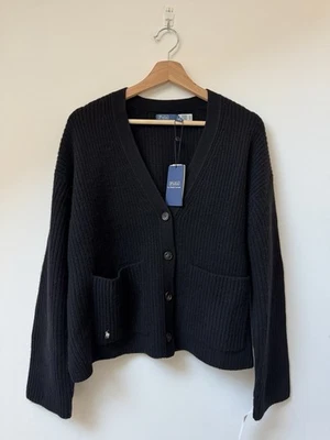 Кардиган Polo Ralph Lauren черный шерстяной кашемировый с v-образным вырезом размер M_RPR £380 - Изображение 1 из 4