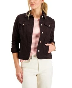 Charter Club Black Denim Stretch Jacket Size Large L NWT $79 - Picture 1 of 10