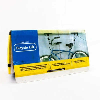 Bike Lift Bicycle Storage System Pulleys Rope Garage Ceiling Wall Holder - Image 1 of 4