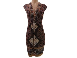 Cache tailliertes 90er Stretch Kleid Gr. 4 drapiert tiefer V-Ausschnitt Nietenbesatz Bodycon Vintage - Bild 1 von 12