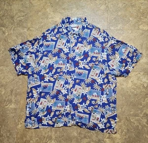 Disney Store Mickey Mouse Camp Shirt Mens Large L Blue Button Up SS Hawaiian  - Picture 1 of 11