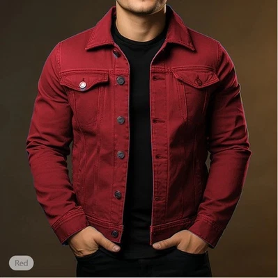 Men's jacket, casual daily wear, windproof and warm button denim jacket - Image 1 of 3
