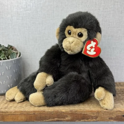 TY  Chuckles Style 7303 - Large Vintage Monkey Chimpanzee Plush Beanie Rare New - Image 1 of 4
