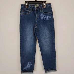 OshKosh Girls 7 Embroidered Jeans Stretch Medium Wash Distressed Cotton Blend - Picture 1 of 7