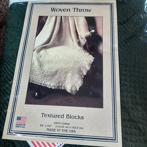 Blocchi testurizzati 46"x60" nuovi con etichette vintage verde foresta cotone tessuto MADE IN USA - Foto 1 di 4