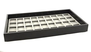 Black Stackable Jewellery Storage Display Show Tray 1.5in Deep & Grey Insert - Picture 1 of 12