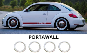 17" Tire Slim Profile Rubber White wall tire trim 4pc.Fits: VW Ford Chevy Mopar - Picture 1 of 12