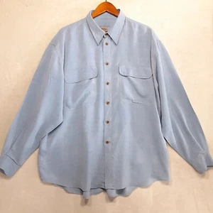 Barry Bricken Mens Long Sleeve Silk Button Shirt Sz.L/Blue/Vintage/Relaxed - Picture 1 of 12