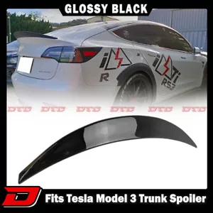 17-23 Fit For Tesla Model 3 Sedan High P Look Rear Trunk Spoiler Painted Black - Foto 1 di 5