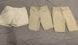 Girls School Uniform Khaki Shorts - 3 Pair - Size 8 & 10 - Picture 1 of 11