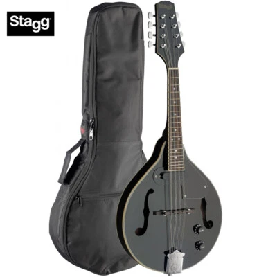 Stagg M50-E Premium A Style Bluegrass Acoustic Electric Mandolin Black + Gig Bag - Image 1 of 2