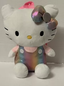 "Mochila de felpa Hello Kitty 13"" rosa sentado brillante conjunto y lazo nueva con etiquetas" - Imagen 1 de 16