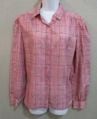 Camisa Vintage Años 70 Acto III Poliéster Talla 12/14 Estampado Geométrico Secretaria Top Foto 1 de 4