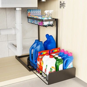 Under Sink Organizer, 2-Tier Kitchen Organizers and Storage, Metal Pull Out - Picture 1 of 9
