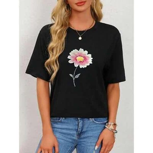 women's floral printed T-shirt - casual round neck short sleeved shirt - Picture 1 of 12