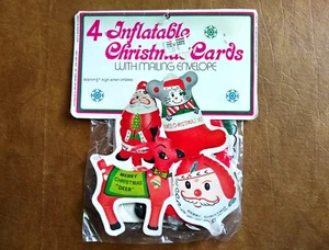 Nuevo de Lote Antiguo Genial Vintage 1972 4 Tarjetas de Navidad Inflables por Dan Dee Imports Canada Ltd - Imagen 1 de 10
