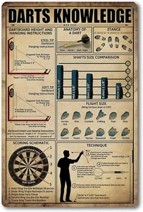 Vintage Darts Knowledge Metal Tin Sign Dart Board Accessories Dart Holder Wall M - Picture 1 of 12