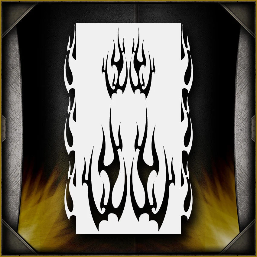 AIRSICK STENCILS Flames 9 Airbrush Stencil Template Airsick