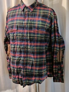Polo Ralph Lauren Mens Flannel Button-Down Shirt Suede Elbow Patches Size XXL  - Picture 1 of 6