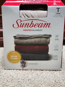 Sunbeam Microplush Heated Electric Blanket Twin Tan/Beige Color Plush Cozy