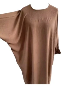 ABAYA womens Butterfly flared Crape Material - Dark Beige Size 56 - Picture 1 of 5
