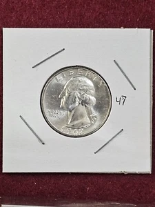 Uncirculated BU +++ 1962 D - Silver Washington Quarter - Picture 1 of 2
