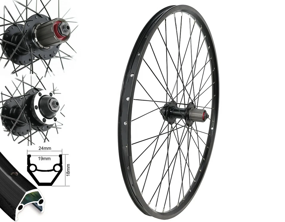 BÄRWINKELS Hinterrad 26 Zoll Disc MTB schwarz 8,-9,-10 fach 6 Loch Scheibenbremse Laufrad