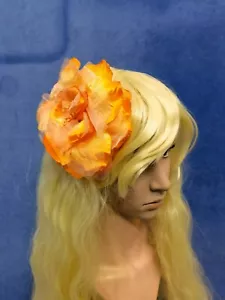 Orange satin flower fascinator millinery burlesque wedding hat bridal race - Picture 1 of 1