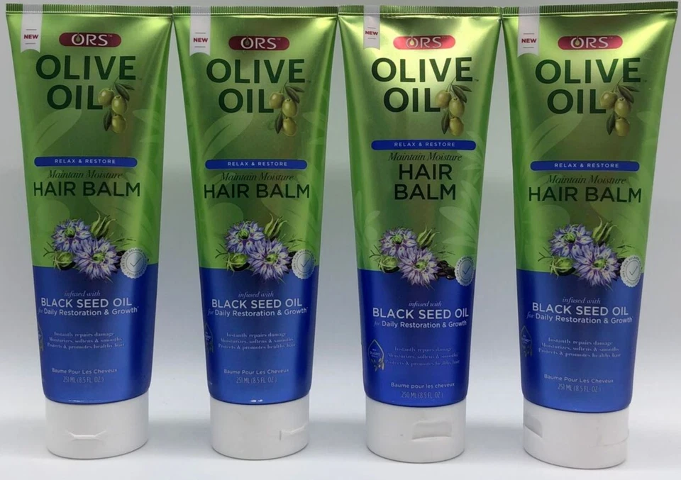 4PK ORS Olive Oil Hair Balm ~ Black Seed Oil ~ 8.5 FL OZ (250ML) ~ NEW - Image 1 of 2