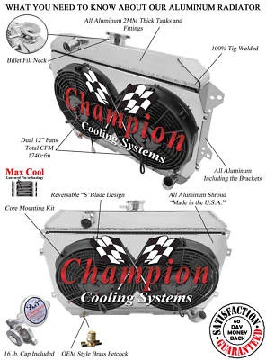 1970 - 1973 Datsun 240z 2 Row 1" Alliant Radiator w/ 2 12" fans and shroud Foto 1 de 4