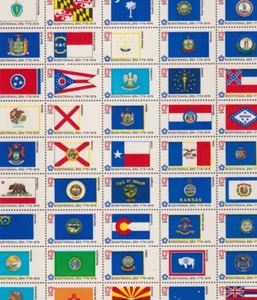 # 1633-82 BICENTENNIAL ERA FLAGS Full Mint Sheet of 50 stamps 13 Cent MNH OG - Picture 1 of 1