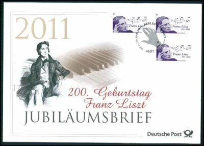 GERMAN POST ANNIVERSARY-FDC 2011 FRANZ LISZT MUSIC COMPOSER 'u763 - Image 1 of 4