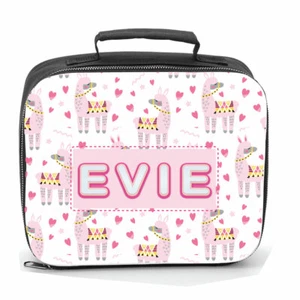 Personalised Lunch Bag LLama Kids Child's Name School Dinner Lunch Cooler Box - Picture 1 of 1