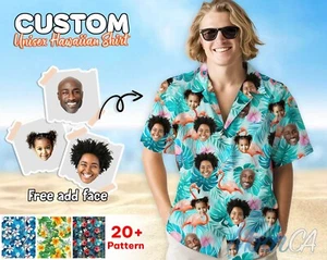 Camisas hawaianas personalizadas con tu cara, divertida camisa de vacaciones Aloha para hombre, C - Imagen 1 de 12