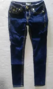 Jeans LA Idol USA skinny cuciture spesse strass blu chiaro taglia 1 (27×28) - Foto 1 di 8