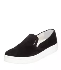 Prada Unisex Slip On Navy Sneakers Logo UK 6 EU39 K07 - Picture 1 of 15
