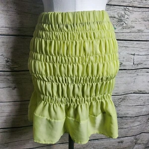 Boohoo Green Satin Rouched Woven Mini Skirt Lime Size 2 - Picture 1 of 8