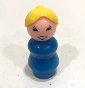 Vintage Fisher Price Little People FNPP Blue Mom Blonde Ponytail Original Piece - Picture 1 of 6