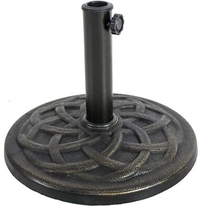 Patio Umbrella Base Outdoor Furniture Round 21 Pounds Weight Decorative Bronze - Picture 1 of 3