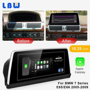 Android coche GPS pantalla multimedia inalámbrica Carplay 6+128G para BMW E65 E66 2005+ - Imagen 1 de 12