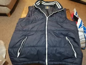 Mens Blue Lee Cooper Zip Up Hooded Gilet Size XL - Picture 1 of 8
