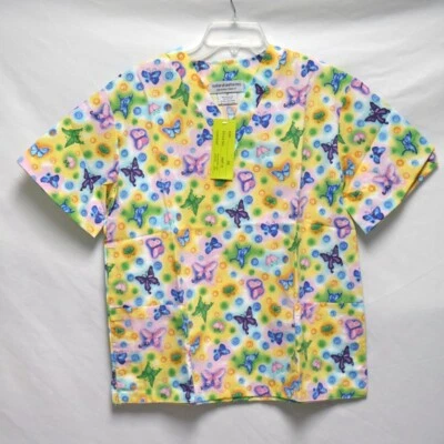 Women's Butterfly Scrubs Top - Extra Small (XS) - Natural Uniforms - Image 1 of 3
